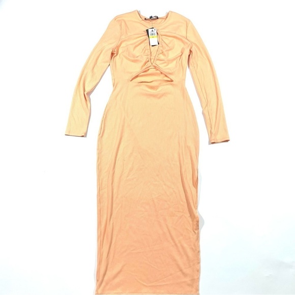 New Royalty Maluma Ribbed Bodycon Dress Front Cutout - Picture 2 of 7